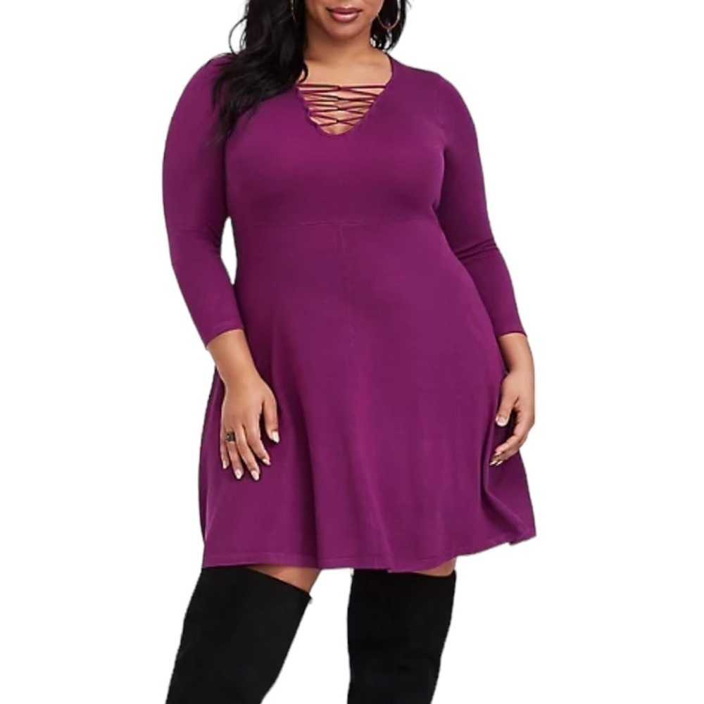 Torrid Purple Long Sleeve Dress